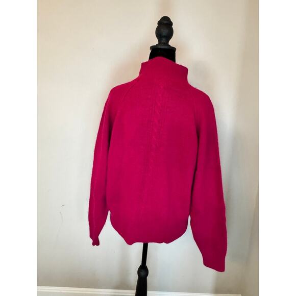 Vintage Nell Flower Angora Lambswool Blend Cable Detail Sweater Fuscia Pink - M - Picture 4 of 5